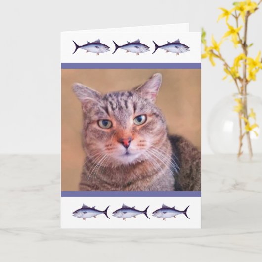 Aangepaste Foto Cat Dad Verjaardag Kaart (Gele Bloem)