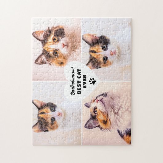 Aangepaste Foto Cat Paw Print Gepersonaliseerde na Legpuzzel (Verticaal)