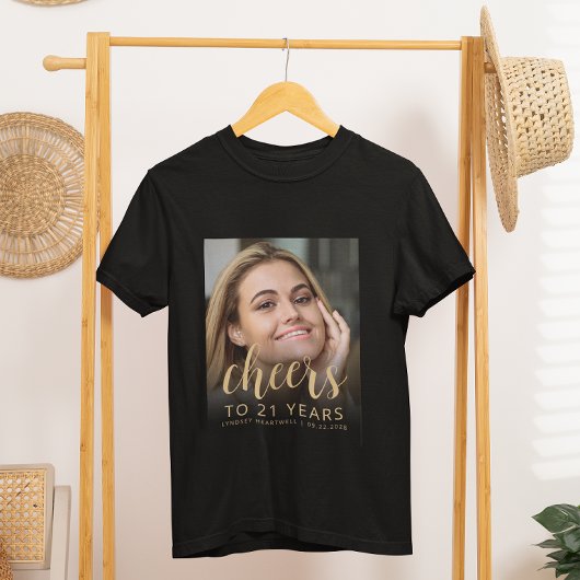 Aangepaste foto Cheers 21e verjaardagsfeestje T-shirt