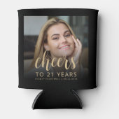 Aangepaste foto Cheers 21ste verjaardagsfeest Blikjeskoeler (Voorkant)