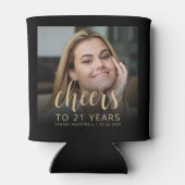 Aangepaste foto Cheers 21ste verjaardagsfeest Blikjeskoeler (Achterkant)