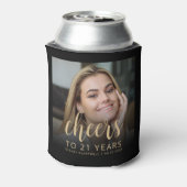 Aangepaste foto Cheers 21ste verjaardagsfeest Blikjeskoeler (Blikje Achterkant)