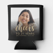 Aangepaste foto Cheers 21ste verjaardagsfeest Blikjeskoeler (Achterkant)