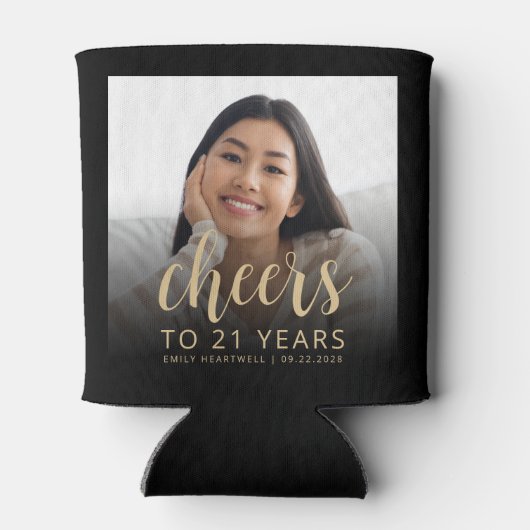 Aangepaste foto Cheers 21ste verjaardagsfeest Blikjeskoeler (Achterkant)