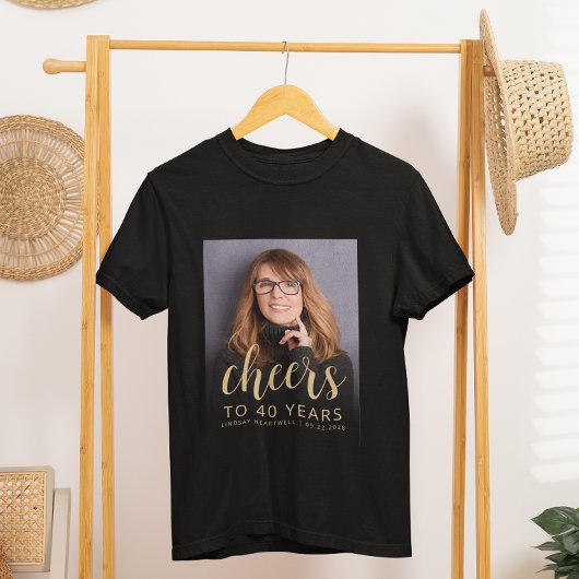 Aangepaste foto Cheers 40e verjaardagsfeestje T-shirt