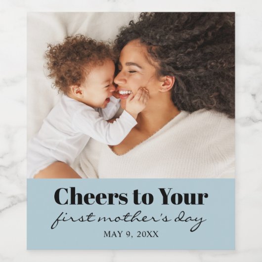 Aangepaste foto Cheers eerste Moederdag wijnlabel Wijn Etiket (Enkel label)