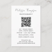 Aangepaste Foto Chic Script Typografie Fotograaf Visitekaartje (Achterkant)