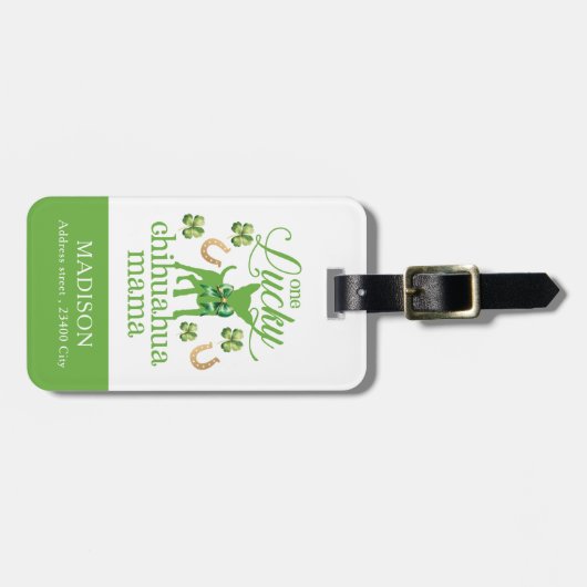 Aangepaste foto Chihuahua mama St. Patrick's Day Bagagelabel (Voorkant horizontaal)