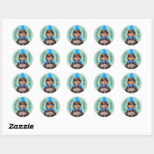 Aangepaste Foto Chocolade Cake Verjaardagsfeest Pe Ronde Sticker (Vel)