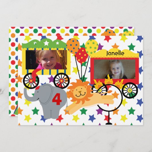 Aangepaste foto Circus Animals Kaart (Voorkant / Achterkant)