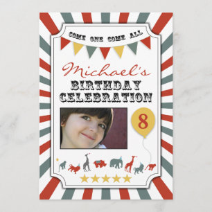 Aangepaste foto Circus Birthday Party - uitnodigin Kaart