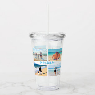 Aangepaste foto-collage acryl tumbler met tekst drinkbeker