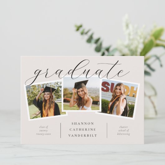 Aangepaste foto collage afstudeerkaart aankondiging (Staand voorkant)