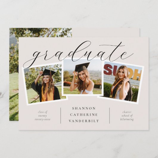 Aangepaste foto Collage Afstuderen Aankondiging Ka (Voorkant / Achterkant)