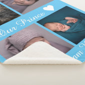 Aangepaste foto collage baby naam monogram blauw sherpa deken (3/4)