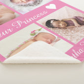Aangepaste foto collage baby naam monogram roze sherpa deken (3/4)