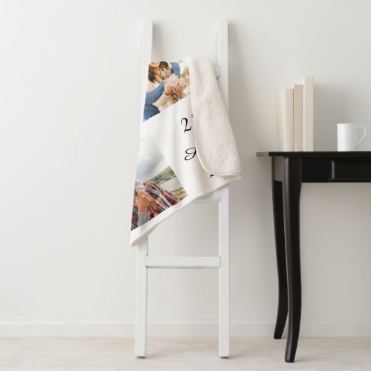 Aangepaste foto Collage bruiloft Datum liefde Whit Sherpa Deken (In situ)