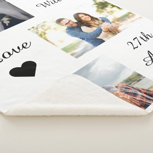 Aangepaste foto Collage bruiloft Datum liefde Whit Sherpa Deken (3/4)
