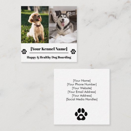 Aangepaste Foto Collage Dog Kennel Visitekaartje (Voorkant / Achterkant)