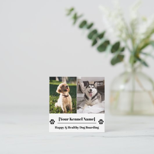 Aangepaste Foto Collage Dog Kennel Visitekaartje (Staand voorkant)
