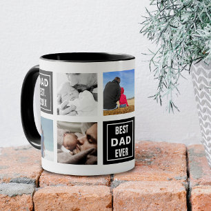Aangepaste foto collage en 'Papa' tekst vakken Tweekleurige Koffiemok