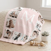 Aangepaste foto collage gepersonaliseerd roze fleece deken