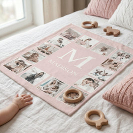 Aangepaste foto collage gepersonaliseerd roze fleece deken