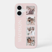 Aangepaste foto collage gepersonaliseerd roze iPhone 16 hoesje (Achterkant)