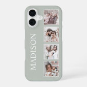 Aangepaste foto collage gepersonaliseerd saliegroe iPhone 16 hoesje (Achterkant)