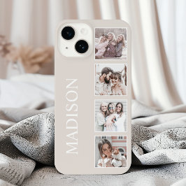 Aangepaste foto collage gepersonaliseerde beige iPhone 16 hoesje