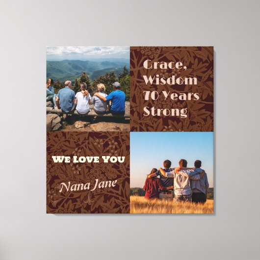Aangepaste foto collage geschenken voor 70 jaar ou canvas afdruk (Voorkant)