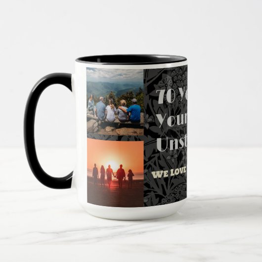Aangepaste foto collage geschenken voor 70 jaar ou mok (Links)
