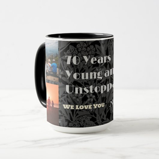 Aangepaste foto collage geschenken voor 70 jaar ou mok (Voorkant links)