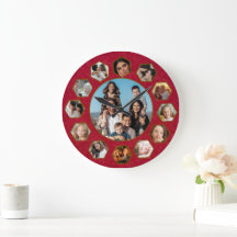 Aangepaste foto collage klok | Cadeau voor Kerstmi