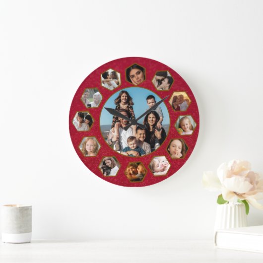 Aangepaste foto collage klok | Cadeau voor Kerstmi (Huis)
