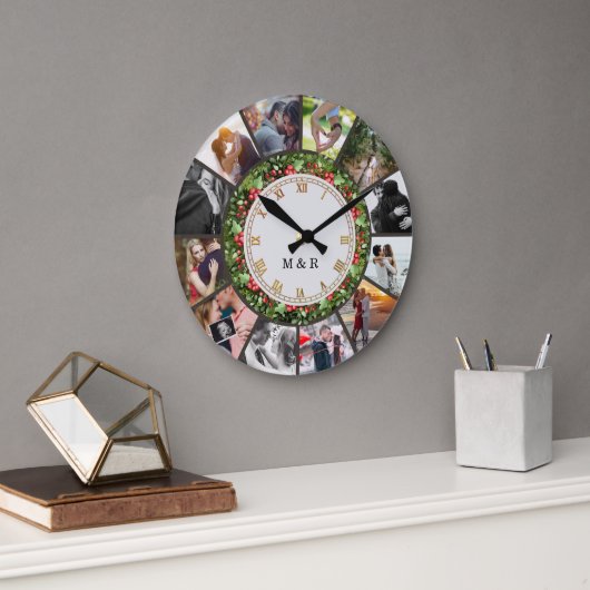 Aangepaste foto collage klok | Cadeaubestelling vo (Kantoor)