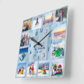 Aangepaste foto collage landelijk blauwe rustieke vierkante klok (Hoek)