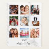 Aangepaste foto collage marmeren monogram 2026 wit planner (Voorkant)