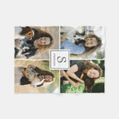 Aangepaste foto collage met monogram en naam 4 fot fleece deken (Voorkant (Horizontaal))