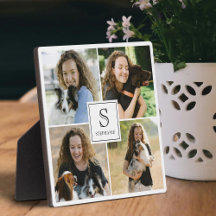 Aangepaste foto collage met monogram en naam met 4