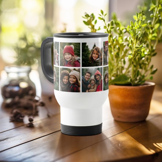 Aangepaste foto collage met vierkante foto's reisbeker