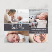 Aangepaste foto-collage modern chalkboard babyjong uitnodiging briefkaart (Voorkant)