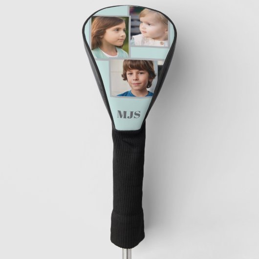 Aangepaste foto collage monogram gepersonaliseerd golfheadcover (Voorkant)
