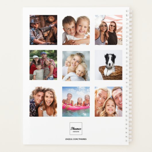 Aangepaste foto collage monogram wit 2026 planner (Achterkant)