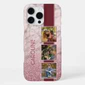Aangepaste foto collage op roze marmer patroon iPhone hoesje (Achterkant)