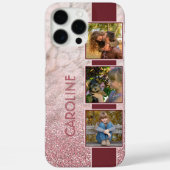 Aangepaste foto-collage op roze marmerpatroon Case-Mate iPhone case (Achterkant)