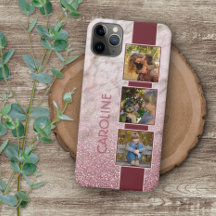 Aangepaste foto collage op roze marmerpatroon