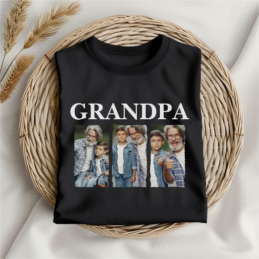 Aangepaste foto collage opa – Persoonlijk cadeau T-shirt