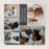 Aangepaste foto Collage Pap Happy First Kerstfeest Legpuzzel (Horizontaal)