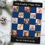 Aangepaste Foto Collage Patchwork Christmas Plaid Feestdagenkaart<br><div class="desc">Uniek Quilt Design met Blue en Black Buffalo Plaid Vier de warmte en het plezier van het vakantieseizoen met onze Christmas Kaart Photo Collage. Deze in het oog springende kaart combineert de klassieke charme van blauwe en zwarte buffels met een prachtige patchwork-lay-out, waardoor het een perfecte herinnering is voor je...</div>